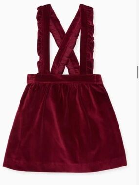 Velvet Crossback Pinafore Dress in Burgundy